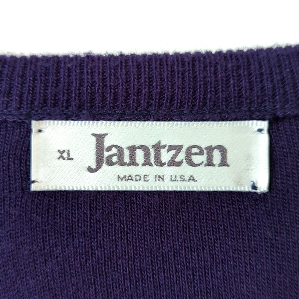 Jantzen 90's Vintage Classic & Cozy Long Sleeve V-neck Knit Sweater Navy XL - Picture 4 of 10